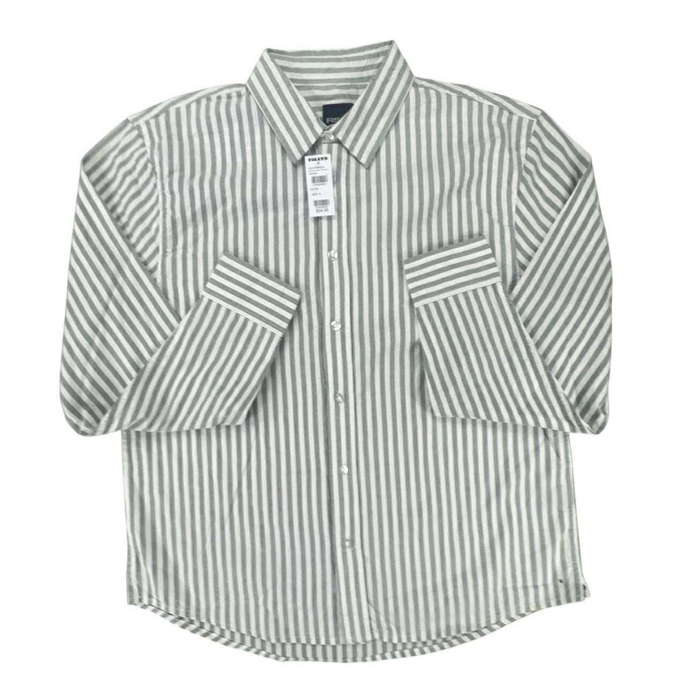 RSQ‎ Green White Stripe Long Sleeve Button Down Shirt Men's Size S NWT